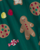 Adultes Pyjama ample 2 pi&egrave;ces en molleton &agrave; motif pain d&rsquo;&eacute;pice de No&euml;l &ndash; Vert, image 2 sur 2 diapositives