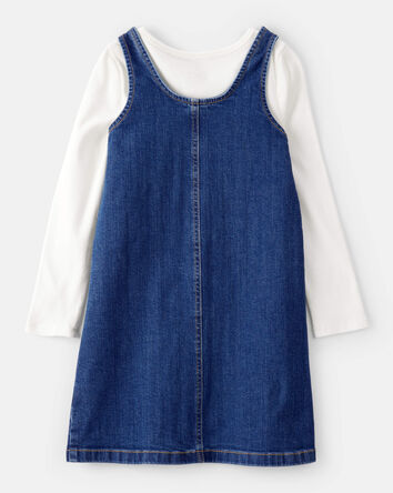 Girls 2-Piece Denim Long-Sleeve Dress Set, 