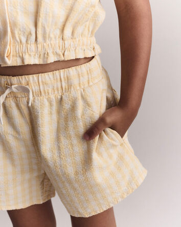 Toddler Girl Gingham Peplum Shorts &ndash; Yellow, 
