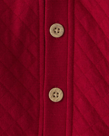 Baby Boy 3-Piece Quilted Cardigan Outfit Set - Red, 