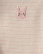 B&eacute;b&eacute; fille - Ensemble 3 pi&egrave;ces &agrave; superposer, haut &agrave; manches courtes en tissu &eacute;ponge &agrave; motif lapin - Rose, image 4 sur 5 diapositives
