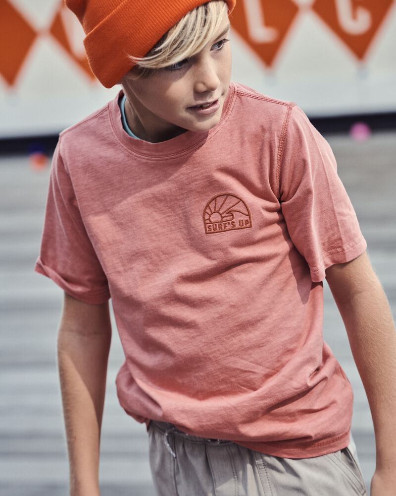 Enfant T-shirt à manches courtes de couleur unie - Rouge, image 3 sur 4 diapositives
