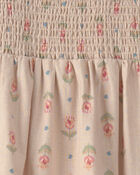 Girls Floral Smocked Midi Dress - Tan, image 3 of 4 slides