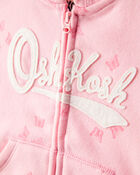 Baby Butterfly Print French Terry Hooded Jacket - Pink, image 2 of 4 slides