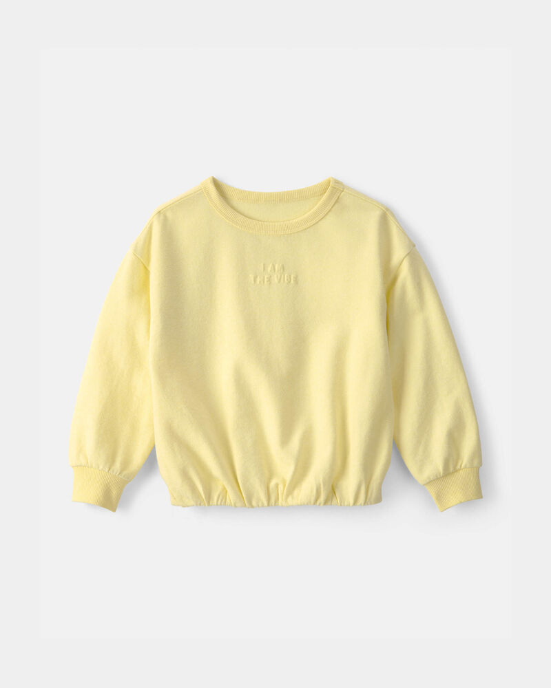Toddler Girl 'I Am The Vibe' French Terry Pullover Sweatshirt - Yellow, image 1 of 5 slides