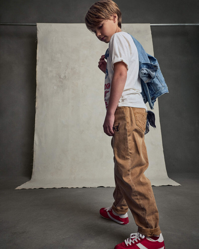Gar&ccedil;ons - Pantalon en serg&eacute; &agrave; jambe ballon &ndash; Brun, image 6 sur 7 diapositives