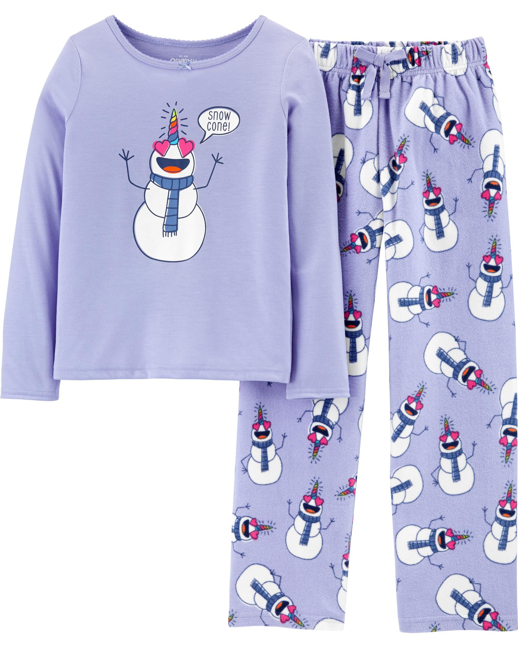 2 Piece Snowman Unicorn PJs