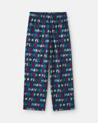 Adult Feliz Navidad' Christmas Fleece Loose Fit Pyjama Bottoms - Navy Blue, image 2 of 4 slides