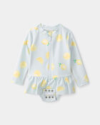 B&eacute;b&eacute; fille - Maillot dermoprotecteur 1 pi&egrave;ce, citrons - Bleu, image 3 sur 4 diapositives