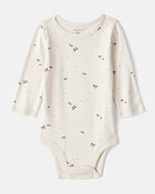 Baby Girl Bow Print Cotton Long-Sleeve Dress Set - White/Grey, image 3 of 7 slides