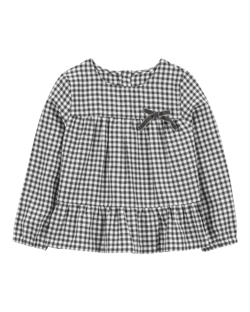 Baby Checkered Twill Long-Sleeve Fashion Top, image 1 of 3 slides
