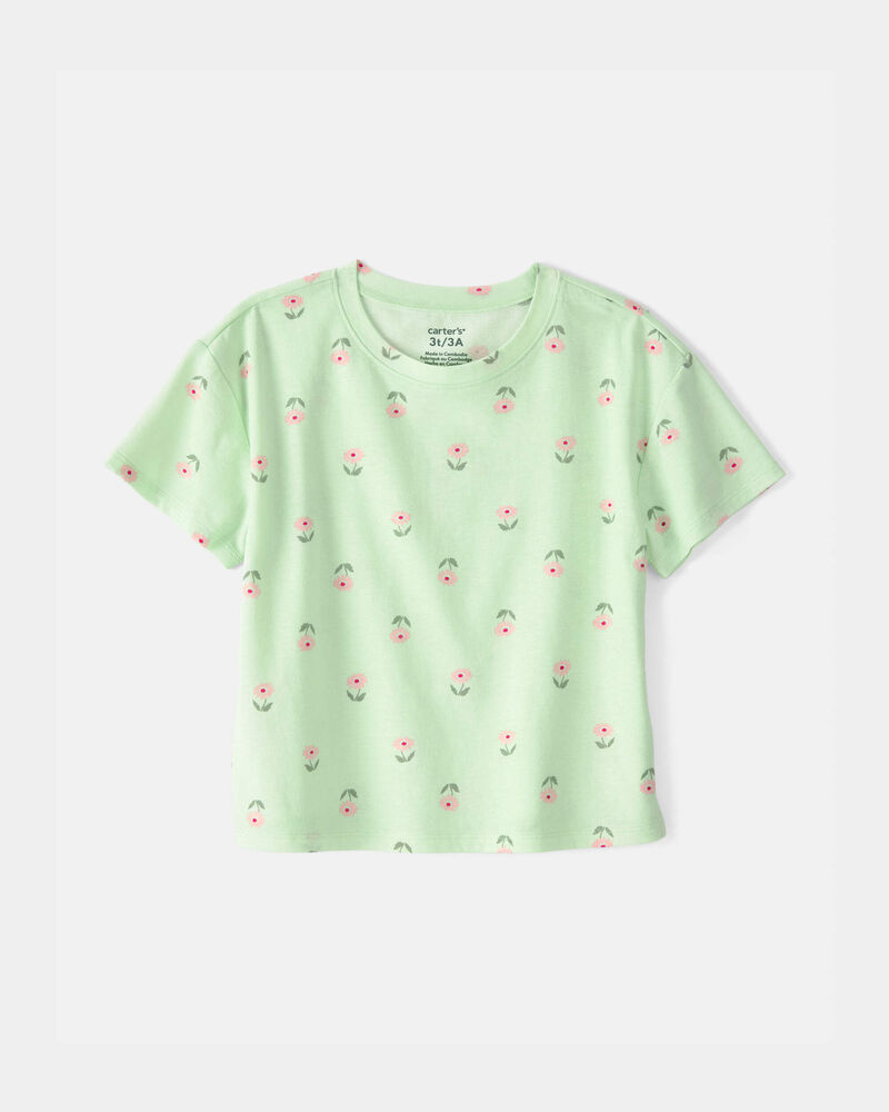Toddler Girl Floral Top - Green, image 1 of 3 slides