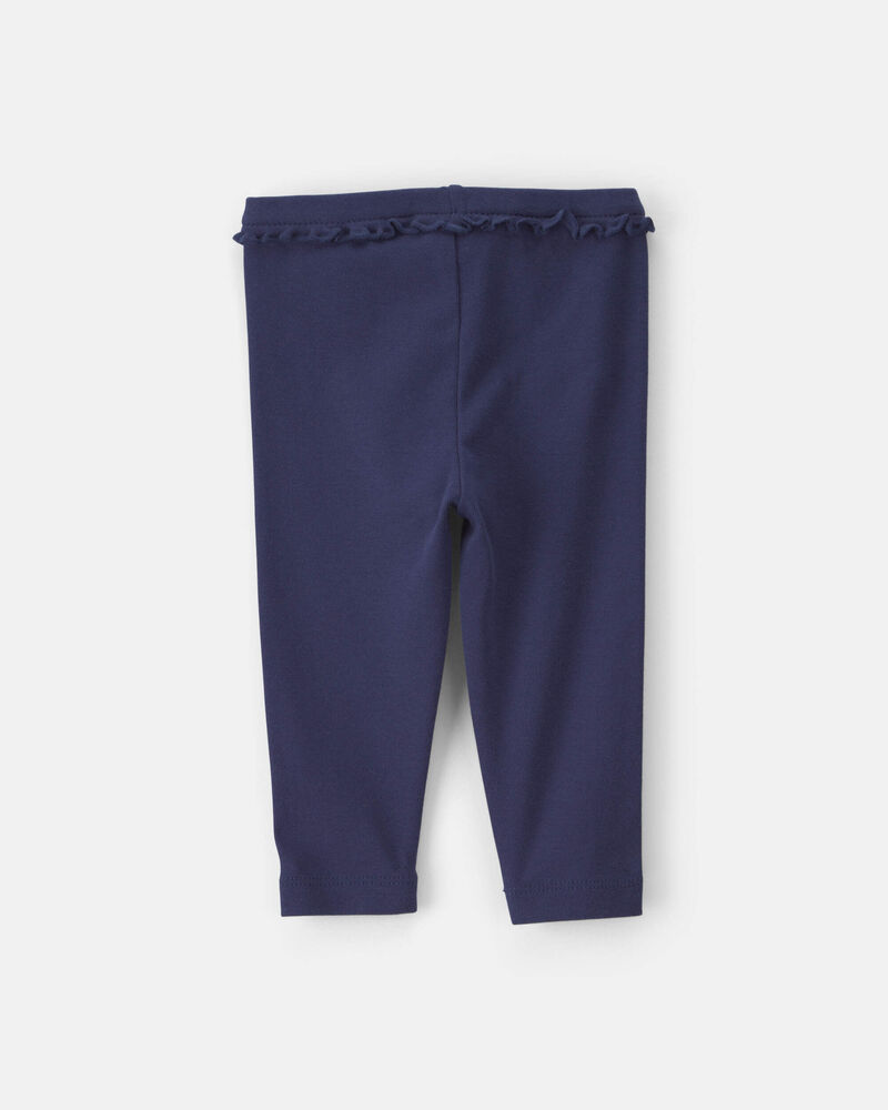 Baby Girl 2-Pack Cotton Pull-On Pants - Pink/Navy Blue, image 2 of 3 slides