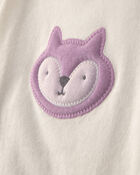 B&eacute;b&eacute; fille - Ensemble 3 pi&egrave;ces haut manches longues &agrave; motif renard et pantalon &ndash; Mauve/Cr&egrave;me, image 3 sur 5 diapositives