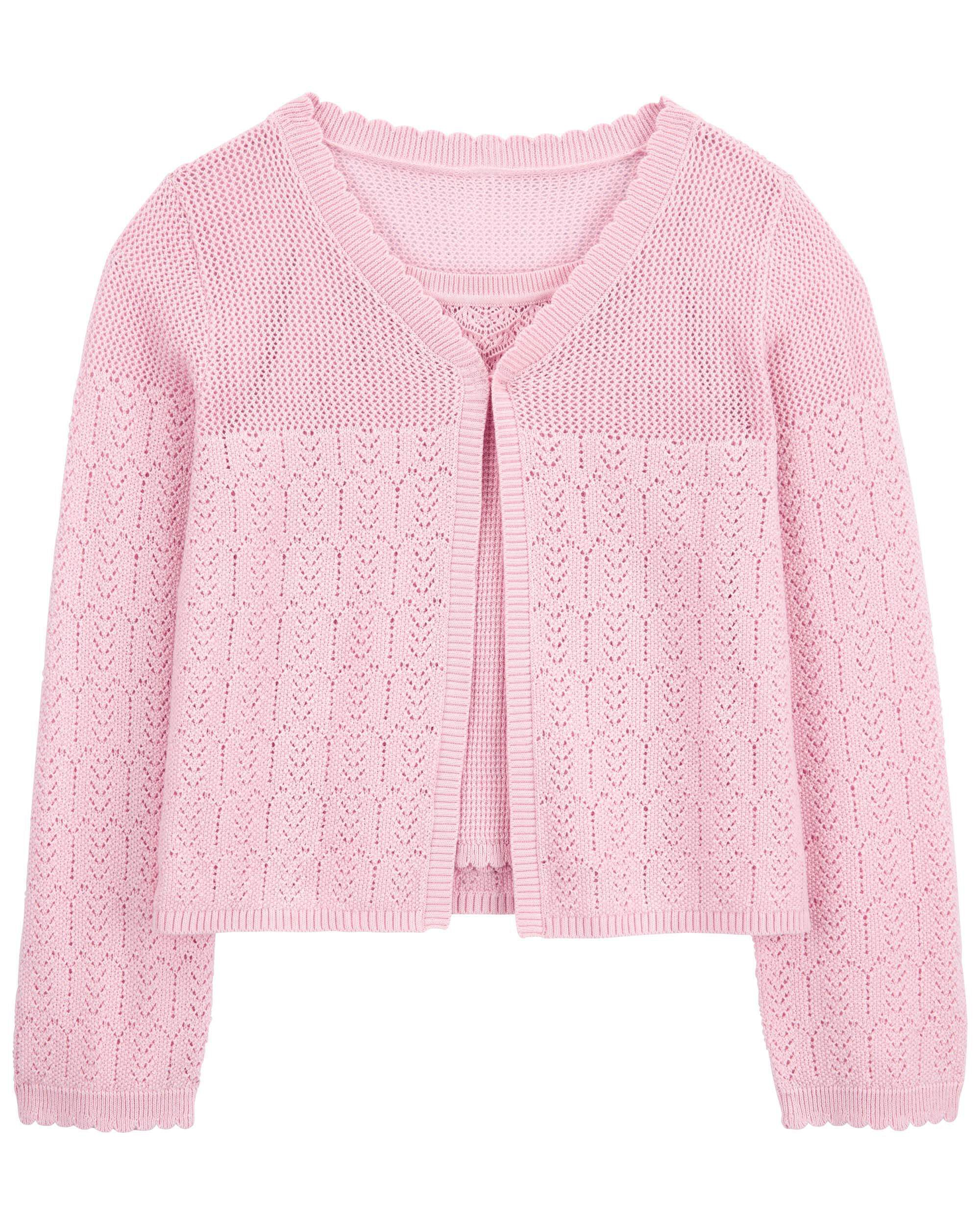 Pink pointelle cardigan outlet