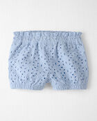 Baby Girl 3-Piece Organic Cotton Outfit Set in Blue Eyelet, image 2 of 4 slides