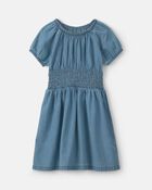 Girls Denim Short-Sleeve Dress - Indigo, image 1 of 4 slides