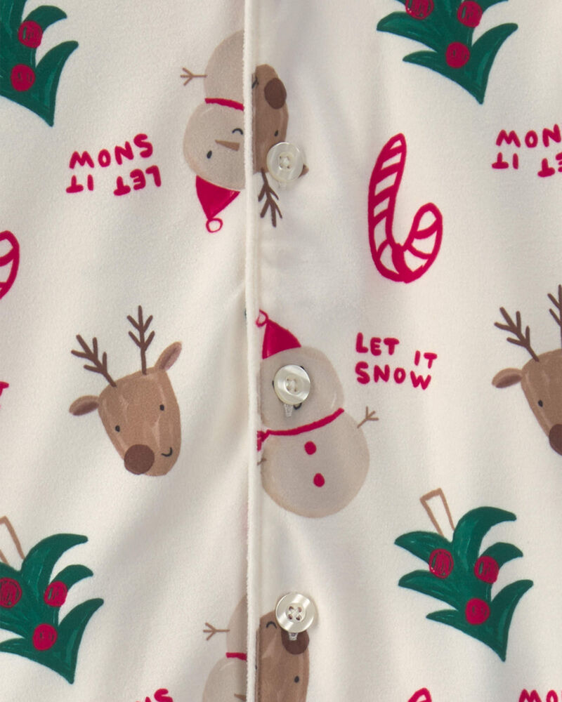 Jeune - Pyjama ample 2 pi&egrave;ces en molleton &agrave; th&egrave;me de No&euml;l &ndash; Cr&egrave;me, image 2 sur 2 diapositives