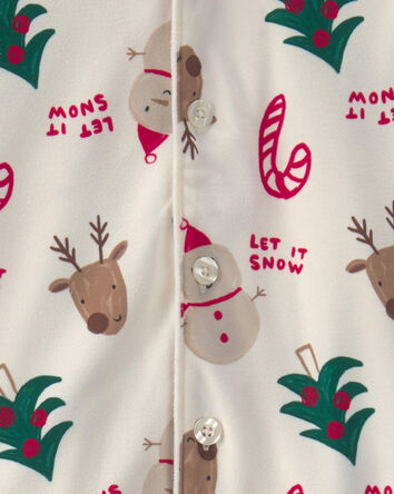 Jeune - Pyjama ample 2 pi&egrave;ces en molleton &agrave; th&egrave;me de No&euml;l &ndash; Cr&egrave;me, 