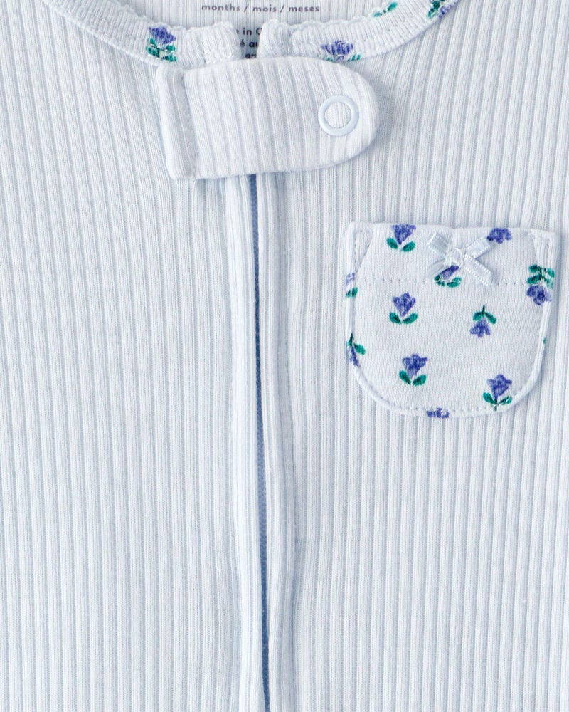 Baby Floral 2-Way Zip Thermal Sleeper Pyjamas, image 4 of 6 slides