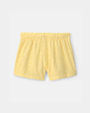 Girls Eyelet Shorts - Yellow, 