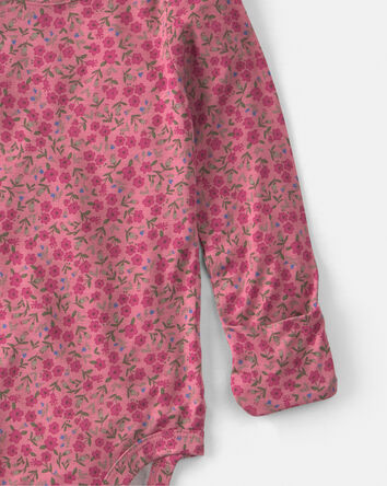 Baby Girl 2-Piece Floral PurelySoft&trade; Long-Sleeve Bodysuit & Pant Set - Pink, 