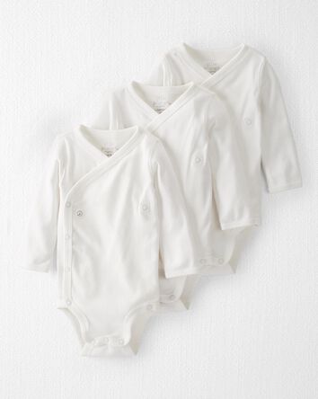 Baby 3-Pack Organic Cotton Rib Kimono Bodysuits, 