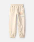 Girls '95' Floral French Terry Joggers - Cream, image 1 of 6 slides