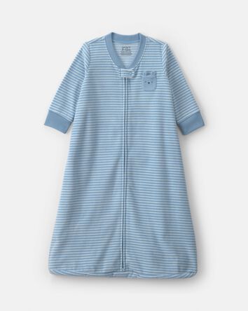 Baby Boy Striped Fleece Loose Fit Wearable Blanket - Blue, 