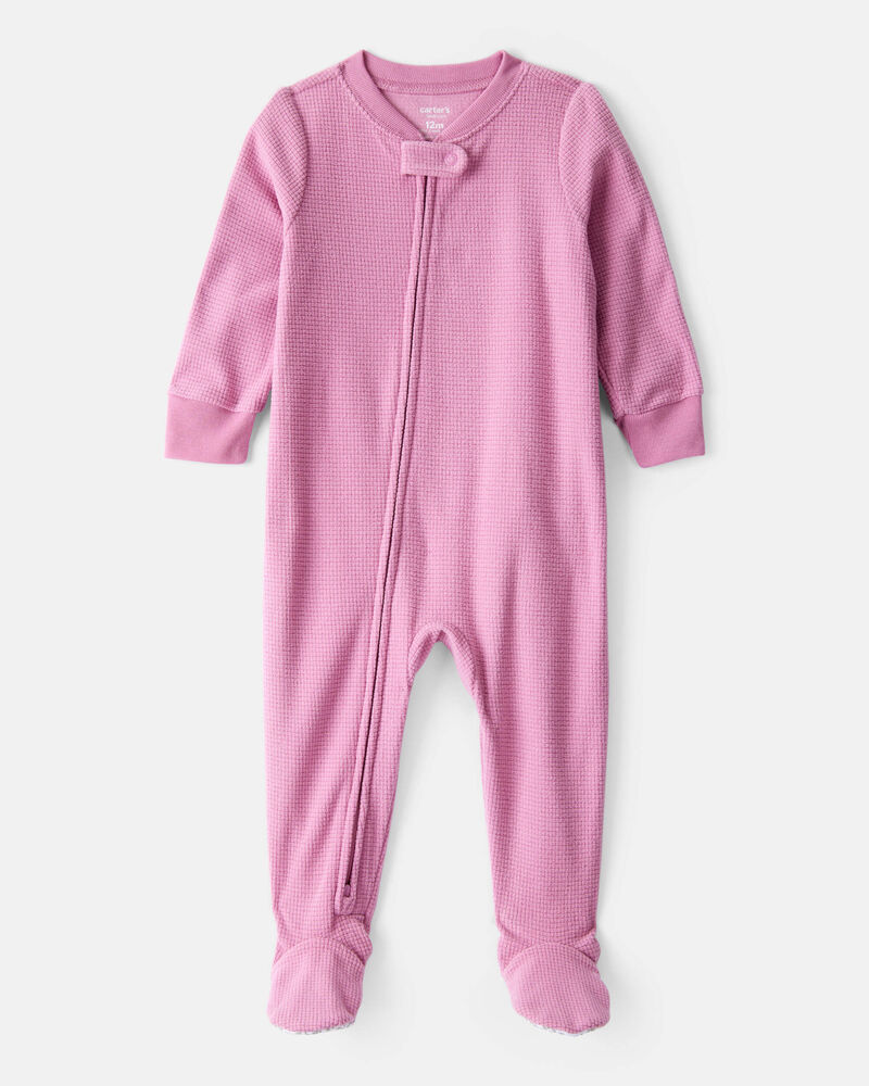 Baby Girl Fleece Loose Fit 1-Piece pyjamas-Pink, image 1 of 4 slides
