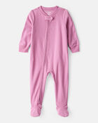 Baby Girl Fleece Loose Fit 1-Piece pyjamas-Pink, image 1 of 4 slides