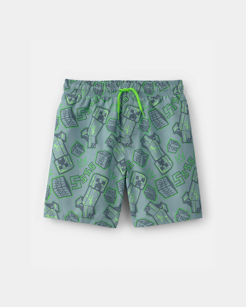 Boys Minecraft&reg; Swim Trunks - Green, image 1 of 3 slides