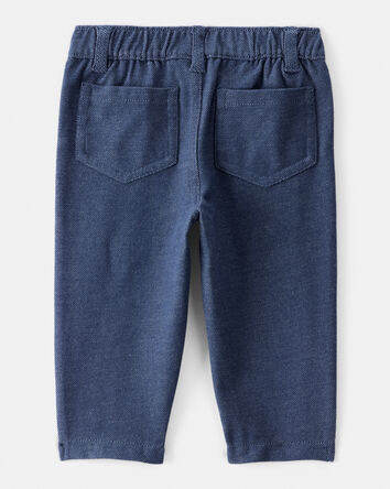 Baby Girl Knit Pull-On Pants - Blue, 