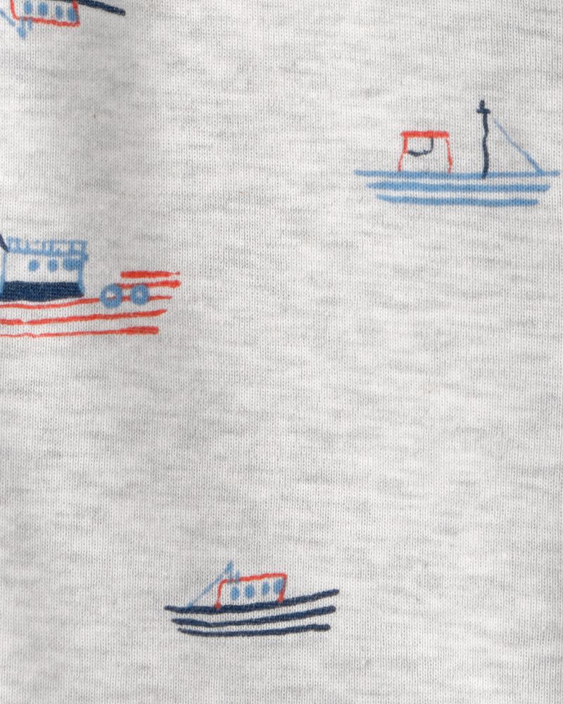 Baby Boy Boat Short-Sleeve Romper - Grey, image 2 of 3 slides