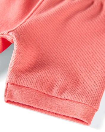 Baby Organic Cotton Ribbed Pyjama Set in Pink, 