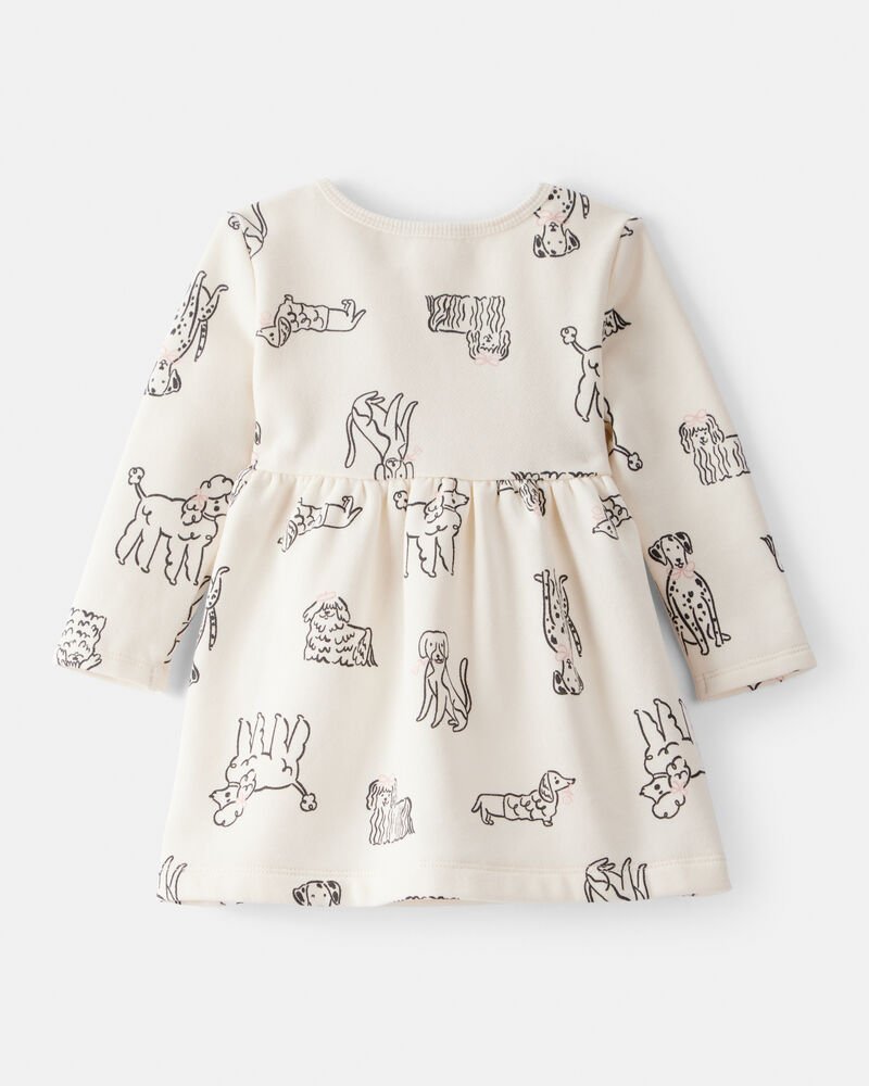 Baby Girl DayDream Fleece Puppy Knit Dress - Ivory, image 2 of 4 slides