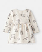 Baby Girl DayDream Fleece Puppy Knit Dress - Ivory, image 2 of 4 slides