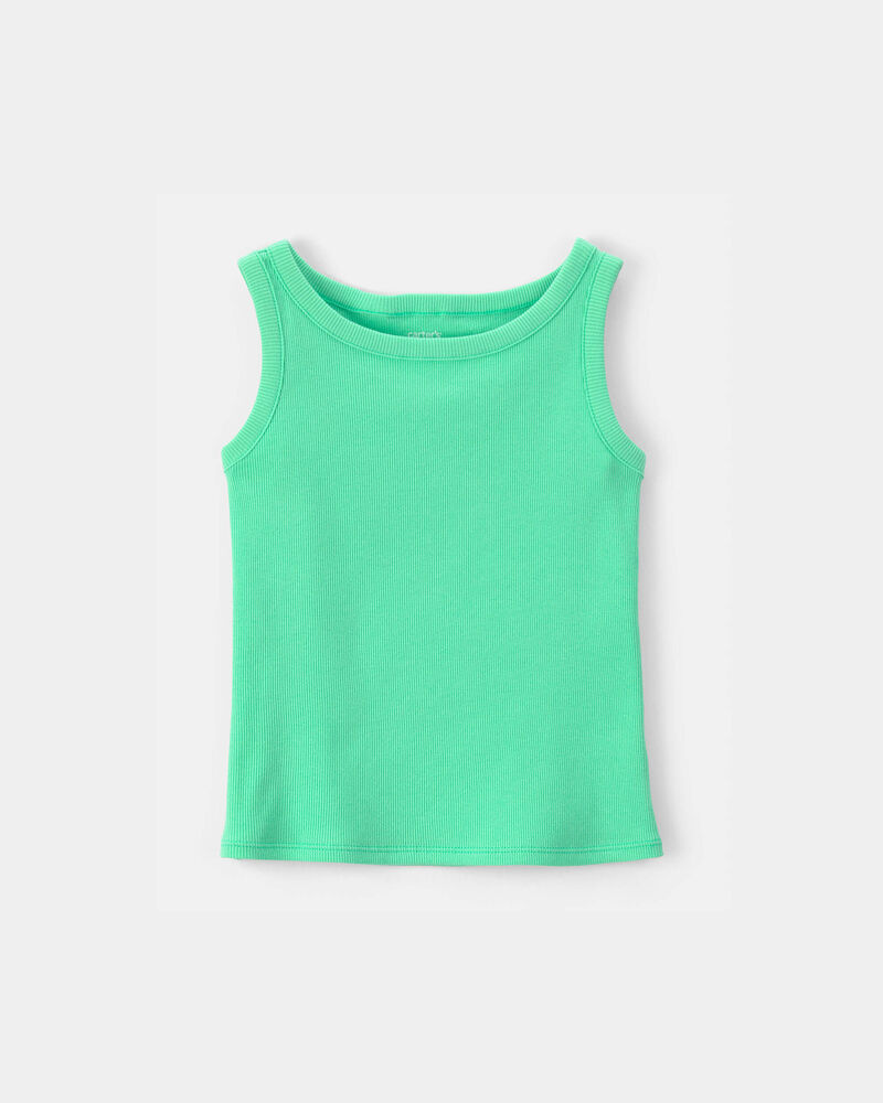 Girls Rib Tank Top - Green, image 1 of 5 slides