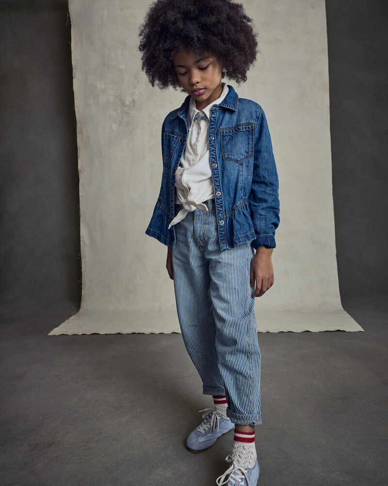 Girls Hickory Denim Barrel Jeans - Light Wash, image 2 of 8 slides