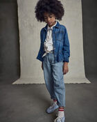 Girls Hickory Denim Barrel Jeans - Light Wash, image 2 of 8 slides