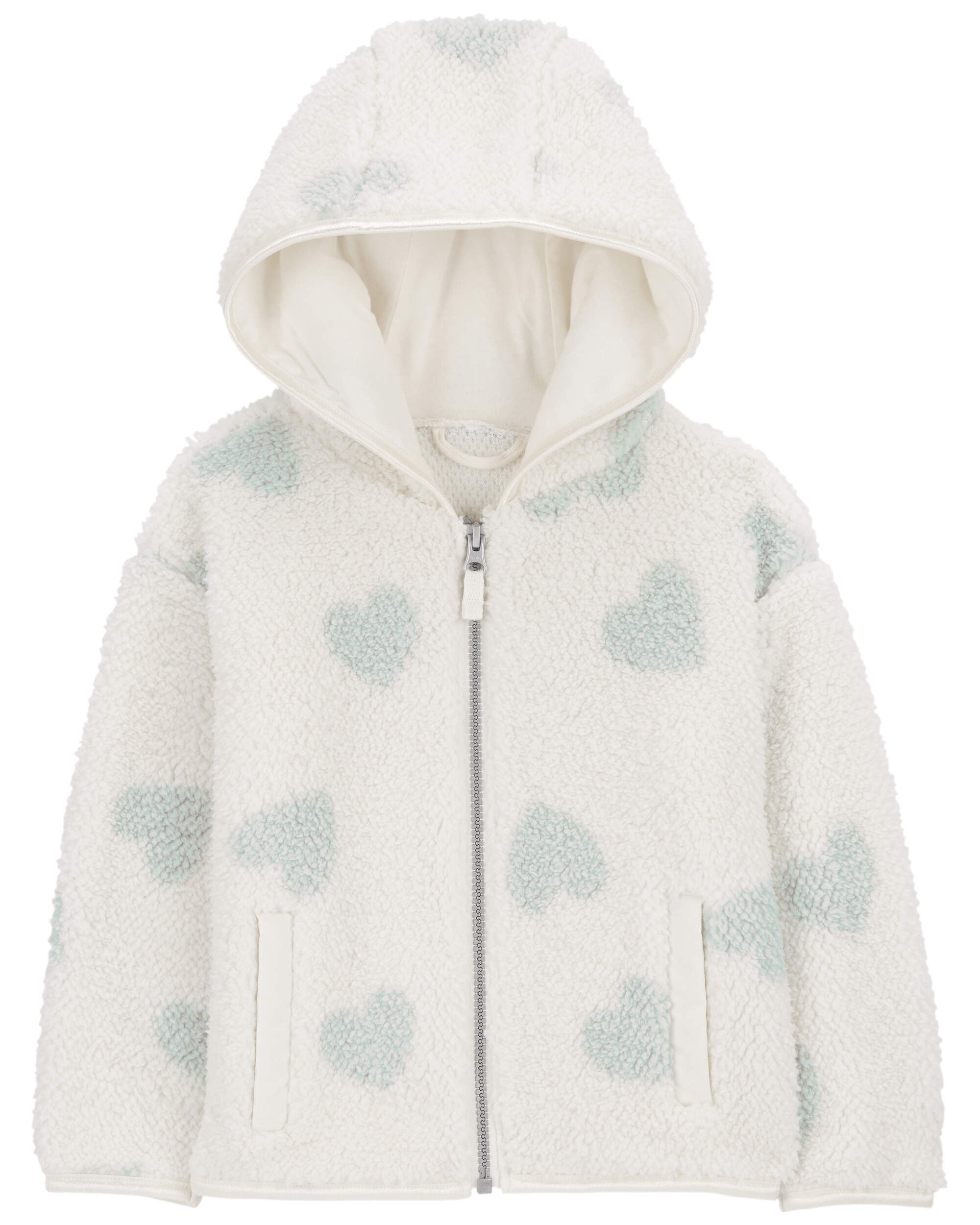 White Baby Heart Zip Up Sherpa Hoodie Carter s Oshkosh Canada