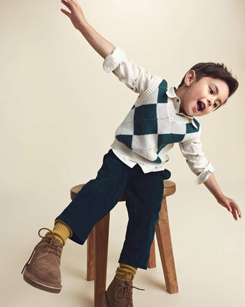 Gilet tricot &agrave; motif argyle pour tout-petit, 