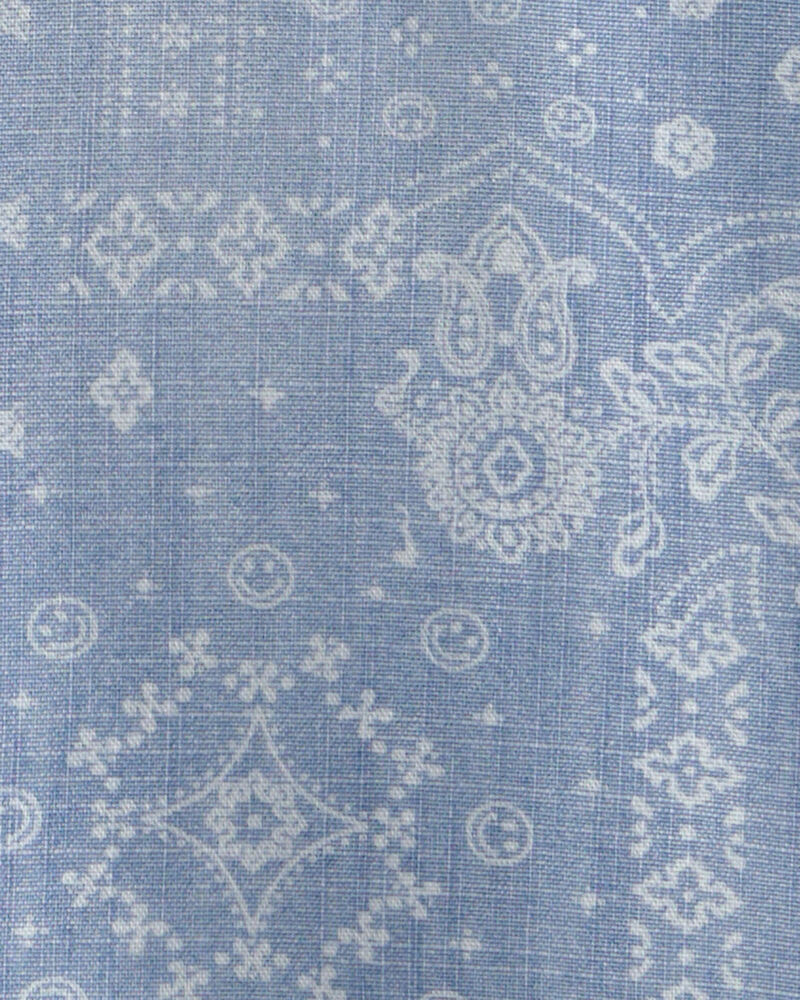Toddler Boy Bandana Chambray Short-Sleeve Button-Down Shirt - Blue, image 3 of 4 slides