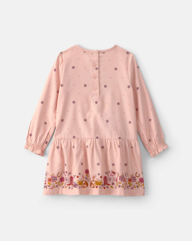 B&eacute;b&eacute; fille - Robe manches longues en serg&eacute; en motif floral &ndash; Rose, image 3 sur 4 diapositives