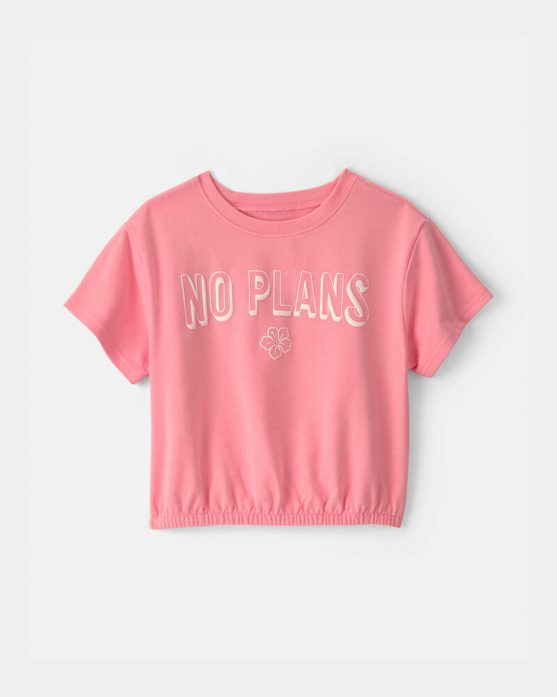 Girls 'No Plans' French Terry Top - Pink, image 1 of 4 slides