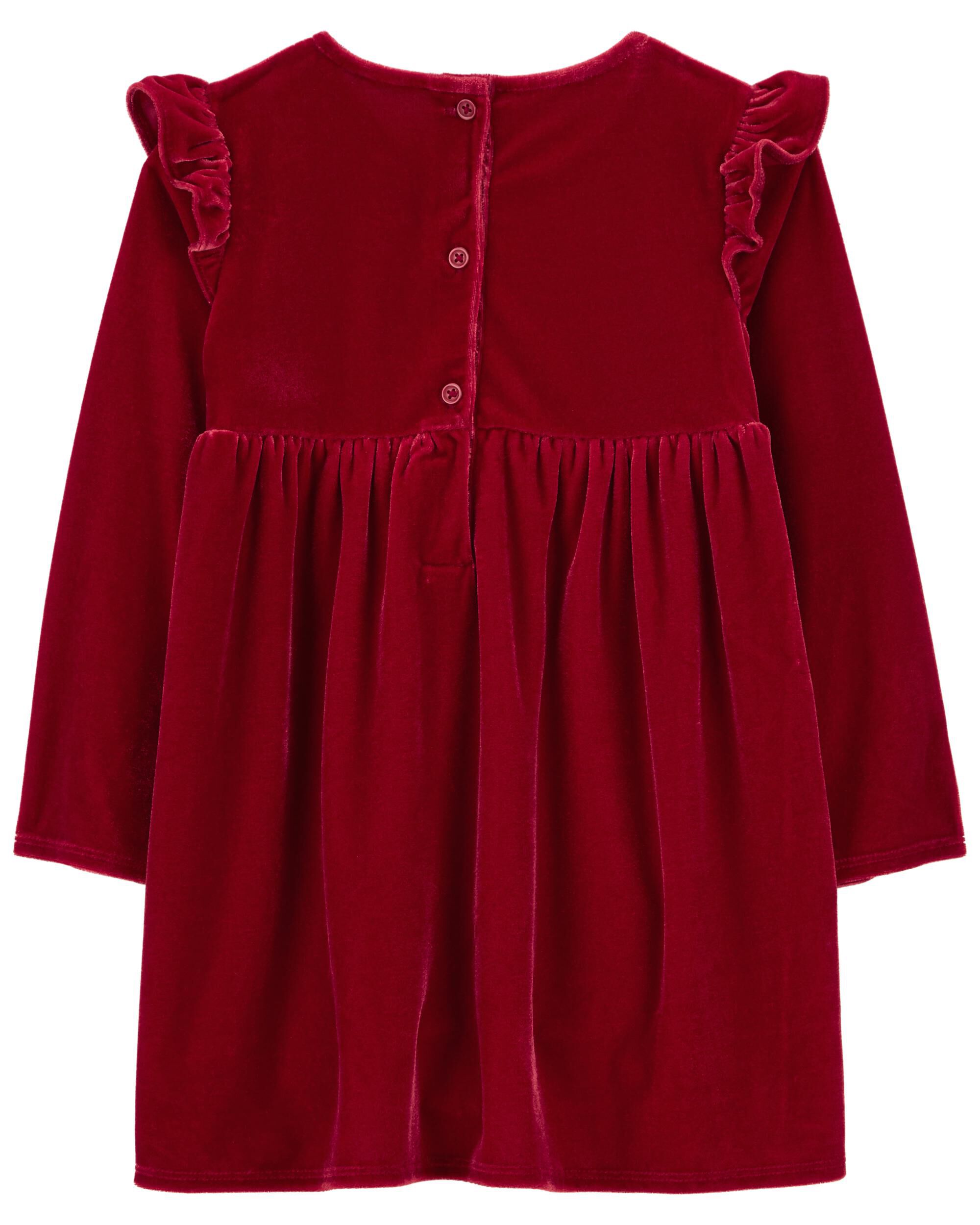 Girls red velour dress discount