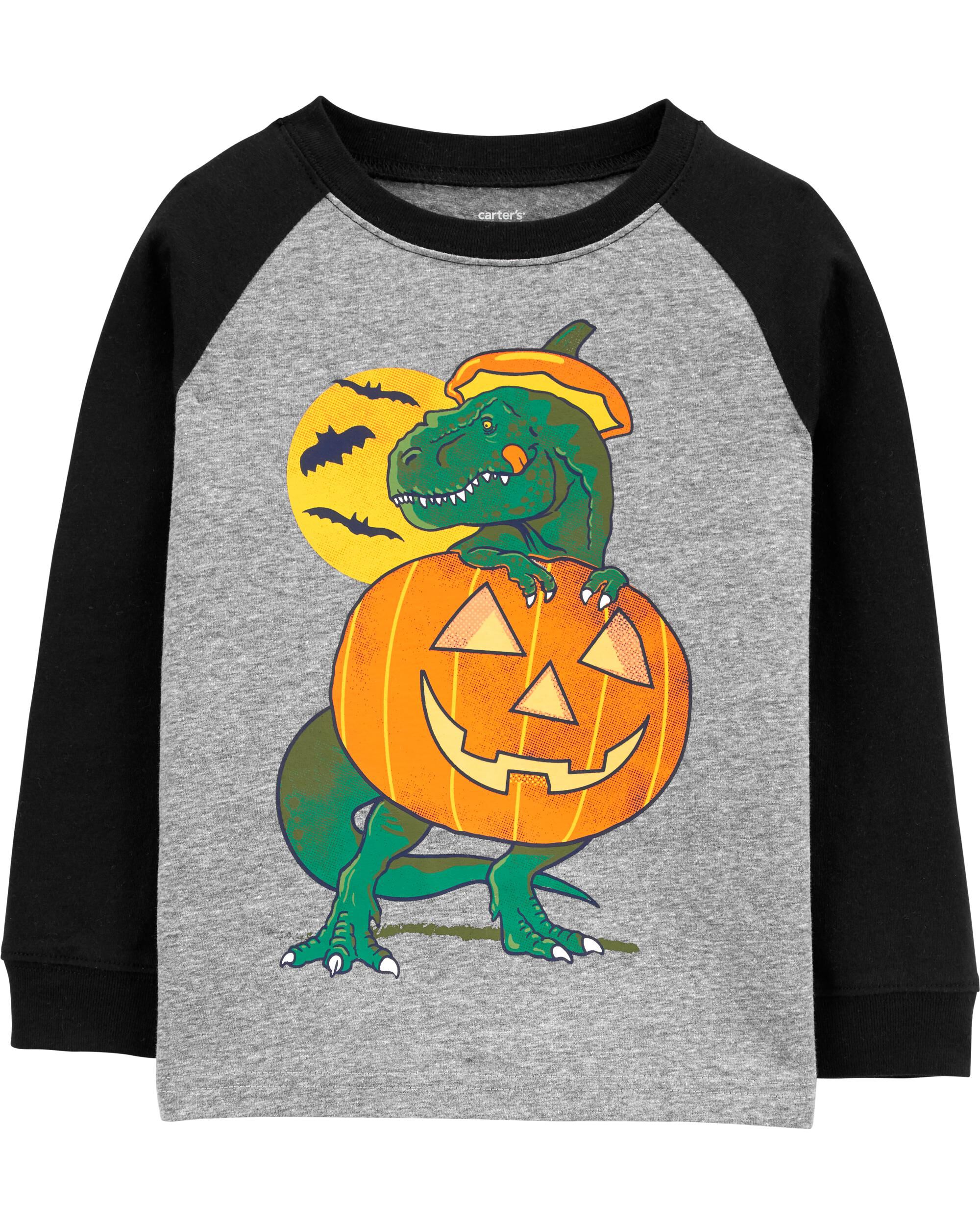 Gray/Black Halloween Dinosaur Raglan Jersey Tee | Carter's Oshkosh Canada