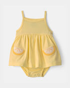 B&eacute;b&eacute; fille - Robe cache-couche sans manches &agrave; motif de citrons - Jaune, image 1 sur 2 diapositives