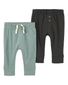 Baby 2-Pack Pull-On Cotton Pants, image 1 of 4 slides