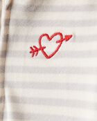 Baby Valentine's Day Striped DreamPlush Snug Fit 2-Way Zip Sleeper - Grey, image 3 of 5 slides